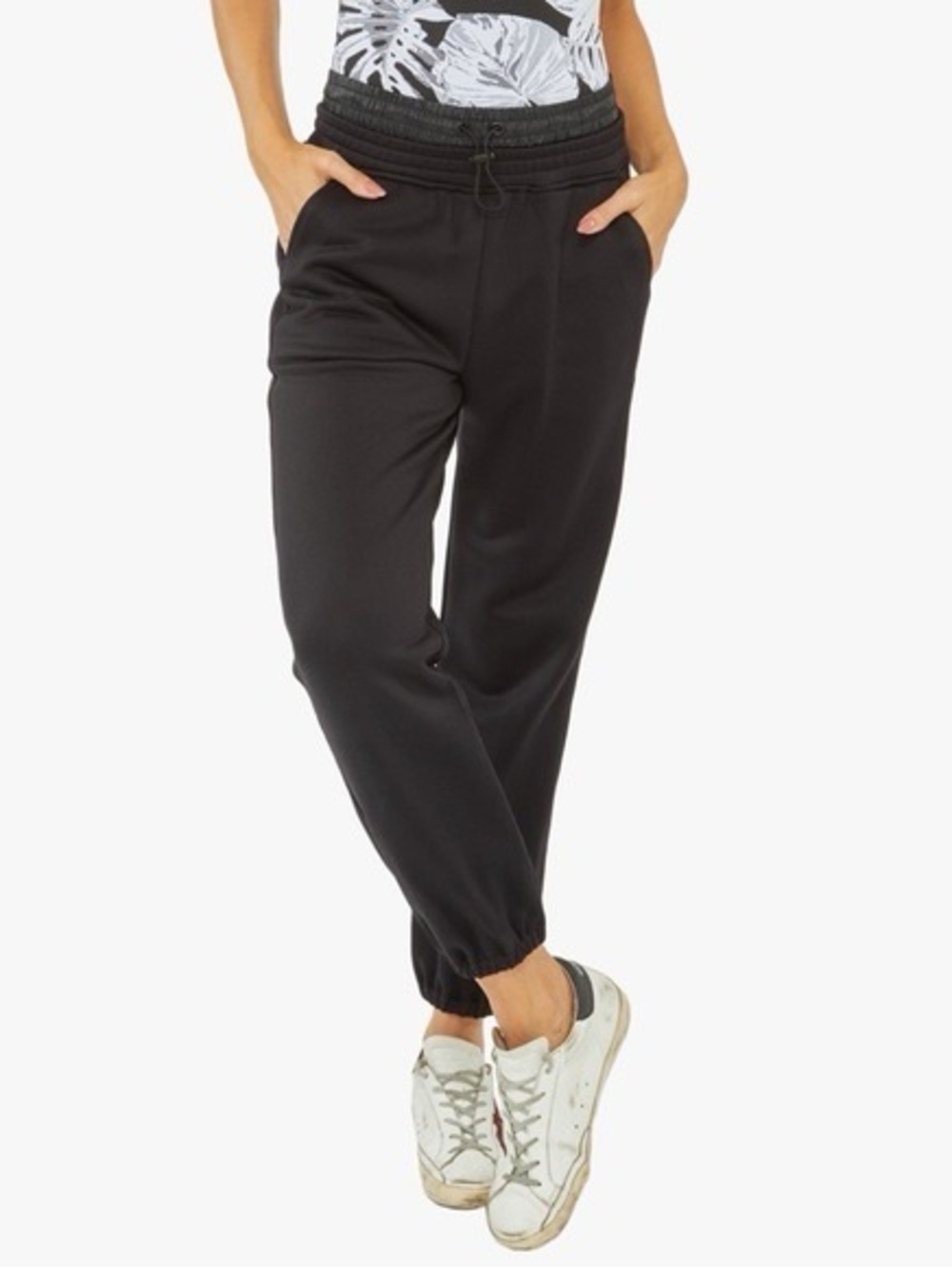 NWT KORAL Firme Valo Track Pant Sweatpant Black Medium Double Waistband Comfy
